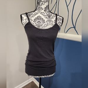 Anisette Black Ruched Tank Top